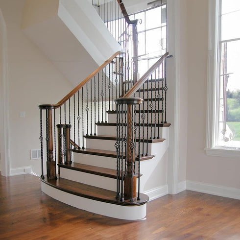 Stair Balusters Iron Baluster Shoes with Screw for 1/2" Square Balusters, Satin Black, 12 Pcs, Copper Wrought Iron