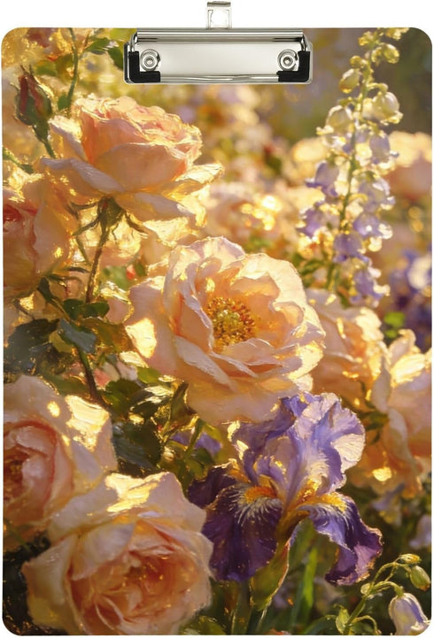 Yuiboo 9 12 Warm Tone Rose & Sunflower Bouquet Paper Clip Board Hard Board for Coaches Medical Classroom Size x