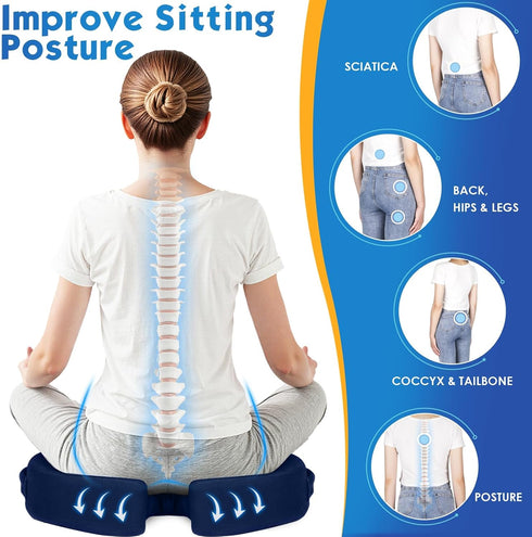 Tailbone TushGuard Seat Cushion for Office Chair Memory Foam Non-Slip Desk Seat Cushion Back, Coccyx, Sciatica, Pain