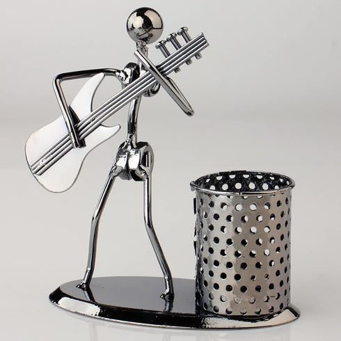 Metal Art Pen Pencil Holder, Musician Design, Home Office Desk Organizer