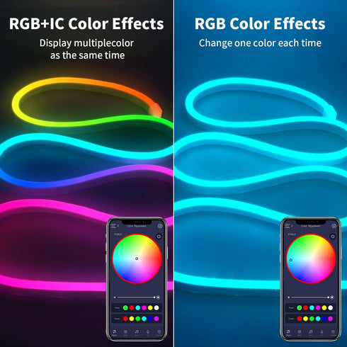 5V 16.4Ft 5M IP67 iNextStation RGB Smart IC USB Neon Led Strip Lights, Neon Rope Lights Flexible Multicolor Waterproof