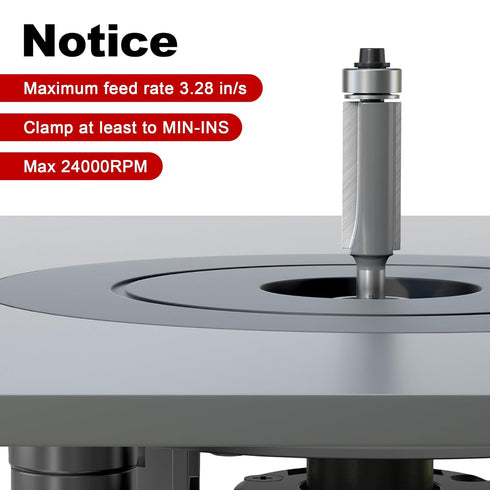 4PCS Set, 1/4 Inch YG6X 24000RPM 1/4" 5/16" 3/8" 1/2" Flush Trim Router Bit Shank Alloy Top Bearing, High Speed