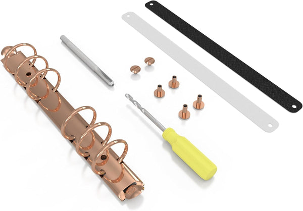 Stationery.Life Ring Binder Mechanism Replacement Kit for Personal Organizers, 6 Rings, Rose Gold