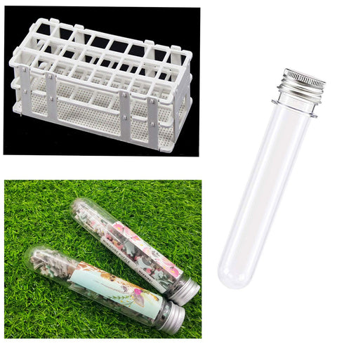 Test Tubes 25x140mm (40ml), Clear Plastic Tubes with Screw Caps for Science Experiments and Storage