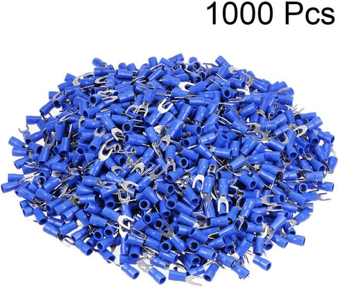 uxcell 1000Pcs SV2-4M Insulated Fork Spade U-Type Wire Connector Electrical Crimp Terminal 16-14AWG