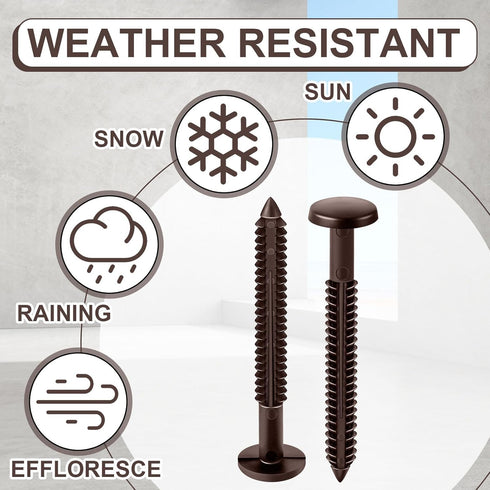 Blulu 60 3 Inch Pcs Vinyl Shutter Fastener Window Panel Peg Lok Pin Pegs Screws Shutter Spikes Anchor (Federal Brown)