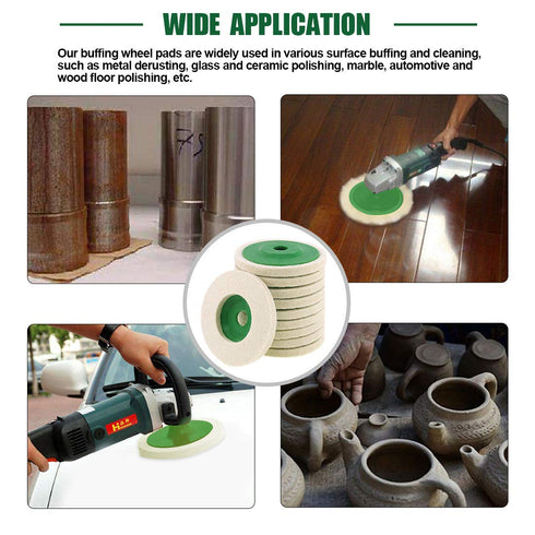 Keadic 10-Piece Wool Felt Disc Polishing Buffing Wheel Pad, 100mm Bore Dia