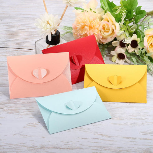 PATIKIL Gift Card Envelopes - 36 Pack Heart Shaped Clasp Mini Envelope for Birthdays & Weddings
