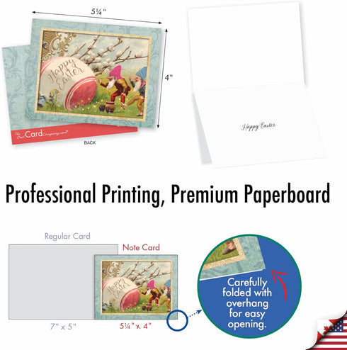 The Best Card Company 20 Vintage Easter Cards with Envelopes - 4 x 5.12 Inch Retro Boxed Note Cards (10 Designs, 2 Each)