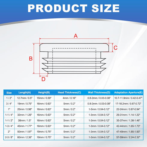 3/4 Inch 50 PATIKIL Plastic Tubing End Caps, Pcs Round Hole Plug Insert for Round Iron Pipe Chair Leg Table Bookshelves
