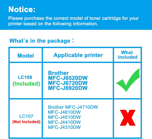LCL Compatible Ink Cartridge Replacement for Brother LC109 LC105 XXL LC109BK LC105C LC105M LC105Y Super High Yield for