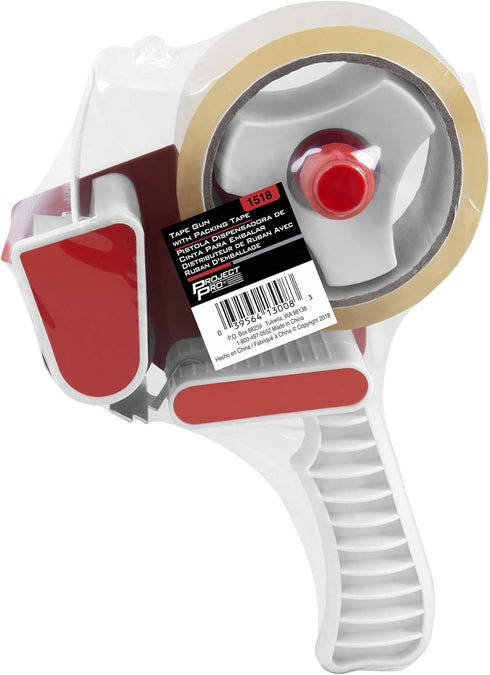 Performance Tool 1518 Tape Gun with Packing Tape - Ergonomic Design for Comfortable Use and Effortless Packing of Boxes and Parcels