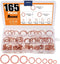 165 Pcs Copper Washer Assortment, 8 Sizes M6 M8 M10 M12 M14 M16 M18 M20 with Storage Case
