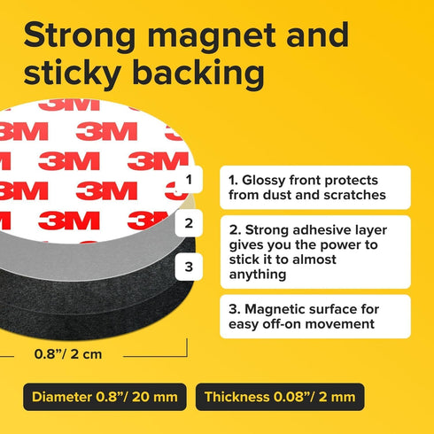 45 (0.8"x0.08") Peel-&-Stick Flexible Adhesive Magnets - Magnetic Dots for Office Supplies, Whiteboard, Crafts, Fridge