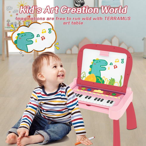 Leopmase 4-in-1 1-3Pink Touch & Learn Activity Desk - Educational Toys with Interactive Learning System Cards and Music