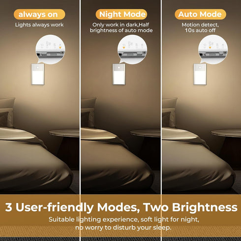 (2.68 inch 3000K 6Pack VST Motion Sensor Step Night Light, Rechargeable Battery Powered Led Light with Magnetic Suck