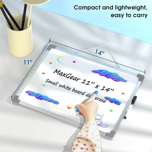 MaxGear Small White Board, 11"x14" Double-Sided Dry Erase Board, Mini Portable Writing Board for School Home Office