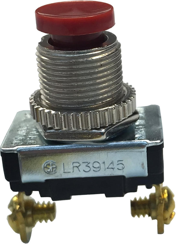 Gardner Bender GSW-23 Electrical Push-Button Switch, SPST, ON-Mom-OFF, 3 A/120V AC, Red Button, Screw Terminal