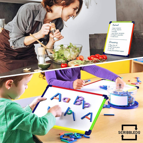 ScribbleDo Magnetic Dry Erase Board for Kids, Whiteboard 9”x12” for Writing Learning & Drawing Art Educational Toy
