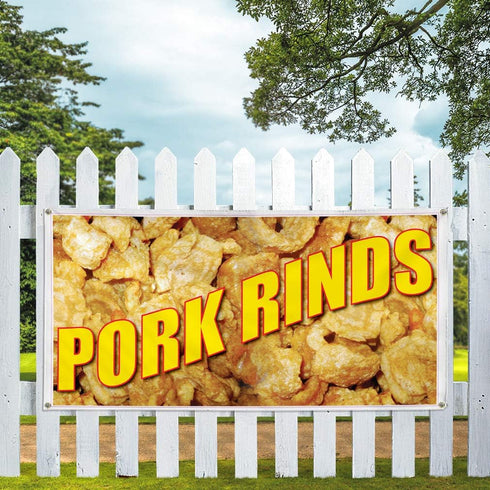 Sign Destination 4 Grommets 24x36Inches Vinyl Banner Multiple Sizes Pork Rinds Restaurant Cafe Bar B Restaurant & Food