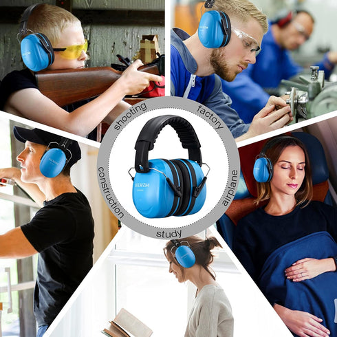 Hearing Protection Ear Muffs - NRR 28db Noise Cancelling for Shooting, Mowing, Construction, Blue