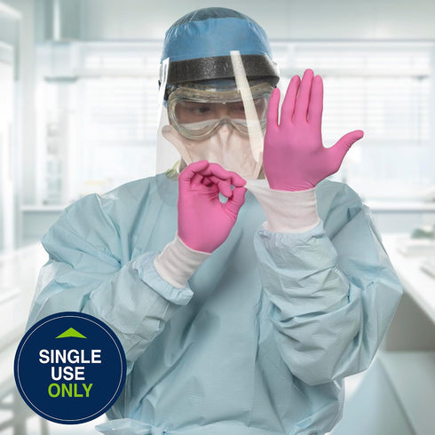 4.7 12" HALYARD PINK UNDERGUARD Nitrile Exam Gloves, Powder-Free, mil, Extended Cuff, Pink