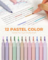 Nicpro 39 PCS Aesthetic School Supplies, 12 Color Pastel Highlighters, Big Capacity Pen Case, 5 Quick Dry Pens, 6