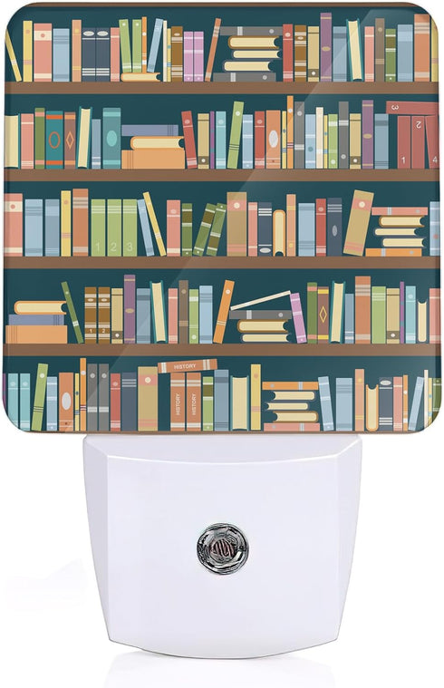 YASHILAIYA Bookshelf Library Book Night Light,Night Lights Plug into Wall LED Dusk