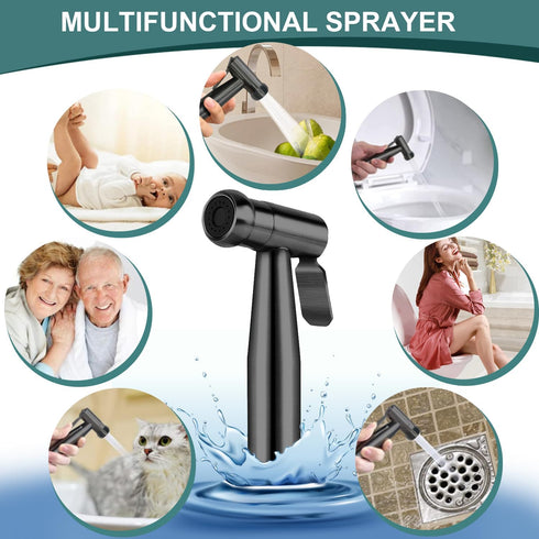Pugrwei Set Handheld Bidet Sprayer for Toilet, Premium Stainless Steel Bathroom Bidet Sprayer with Anti-Leaking Hose