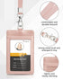 Teskyer Leather ID Badge Holder for Work School IDs, Cruise Ship Cards, Hotel Key Cards - Rose Gold Lanyards