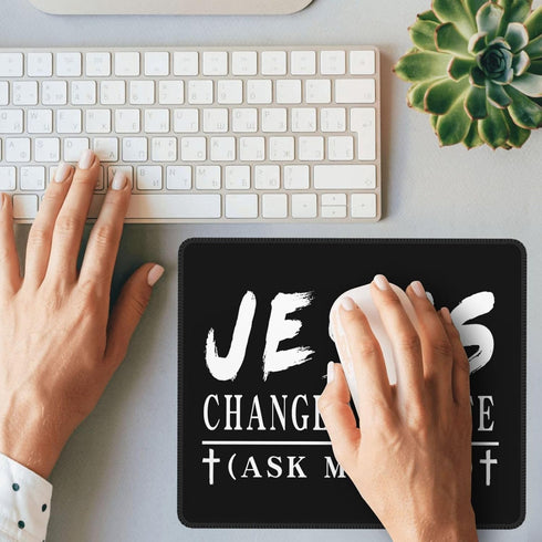 Generic 7.9 9.5 Jesus Changed My Life Christian Cross Mousepad Computer Thick Rubber Overlock Slide Gaming Mouse Mat