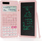 Pink Rechargeable Scientific Calculator 991ES MAX, Foldable with Notepad, 417 Functions, Solar Energy for Students
