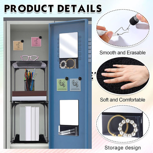 Kosiz 22 Pcs Locker Organizer Kit, Back to School Accessories with Whiteboard, Mirror, Dry Eraser & Hooks