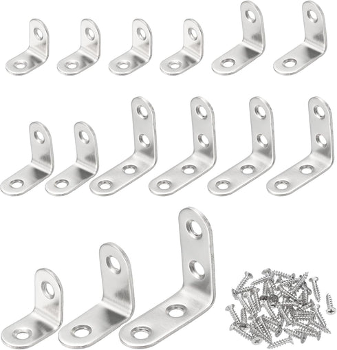 PATIKIL 12 Pcs Metal L-Shape Brackets, 25mm x 40mm (1"x1.6") 90 Degree