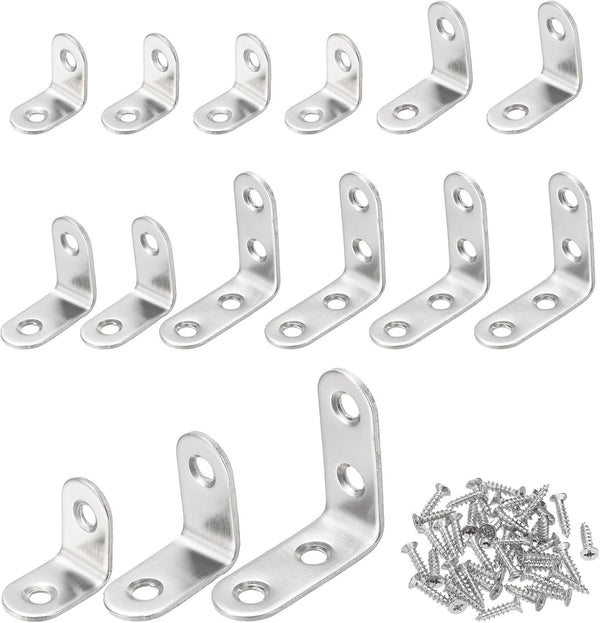 PATIKIL 12 Pcs Metal L-Shape Brackets, 25mm x 40mm (1"x1.6") 90 Degree
