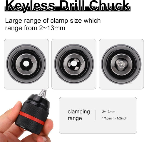 YWBL-WH Keyless Hand Drill Chuck, 1/2-20UNF Mount, 1~13mm Self-tighten Multi-Purpose Drill Chuck