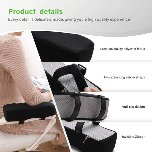 Extra Thick Ergonomic Office & Gaming Chair, 2-Piece Set with Memory Foam Armrest Pads