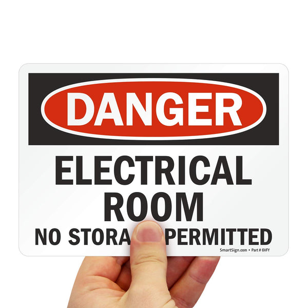 SmartSign U9-1313-ND Label "Danger - Electrical Room, No Storage Permitted" | 5" x 7" Laminated Vinyl Black/Red