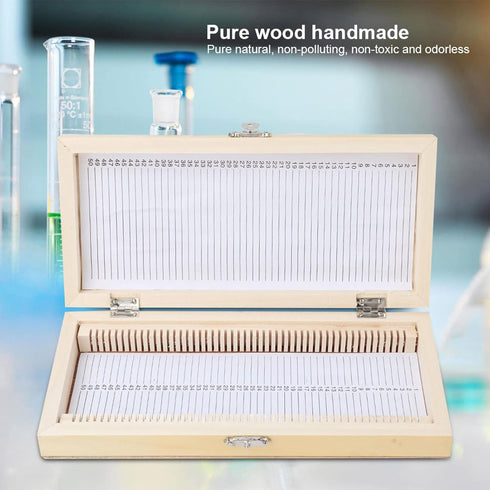 Microscope Slide Box, Large-Capacity Wooden Storage Box for Biological Slide Collection