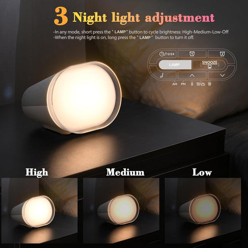 Luyismer Dimmable Multifunctional Bedside Companion Featuring Adjustable Brightness Volumes and White Noise Suitable