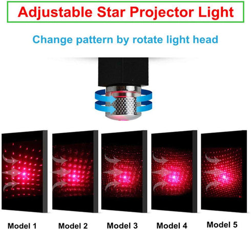 Mini LED Star Projector Night Light, Adjustable USB Night Light for Bedroom, Car, Party Decoration