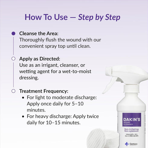 0.0125% 8 oz Dakin's Wound Cleanser Spray Diluted Sodium Hypochlorite Solution for Acute or Chronic Wounds