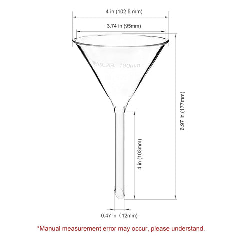 ULAB Scientific Glass Funnel Set - 50mm, 75mm, 100mm with Approx. 60° Angle, Short Stem, UGF1009