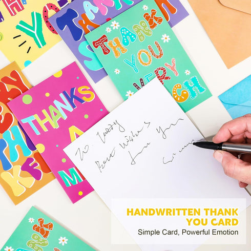 60 Pack 4x6 Inch Thboxes Thank You Cards with Envelopes, Thank You Cards Bulk with Envelopes & Stickers Greeting Card