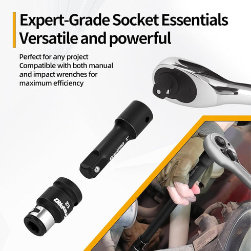 Set 19-Piece 50BV30, Set, 1/2" 1/4" 3/8 GRENPRO Impact Socket Extension Socket Extension Bar, Swivel Universal Joints