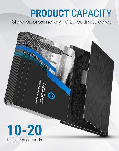 MaxGear Metal Business Card Holder - Professional Stainless Steel Card Case for Men & Women, Black