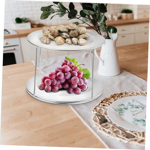 VOSAREA Stainless Steel Double Layer Seafood Display Rack Serving Tray Holder Practical Buffet Stand for Restaurants