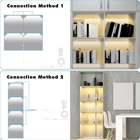 4PCS 12inch Dimmable Case/Pantry/Closet/Safe, 3000K JUSJUBR x Display Cabinet Lights Warm White, LED Shelf Lighting