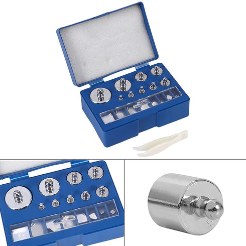 Comprehensive 17Pcs 10mg-100g Grams No.45 Steel Weight Set with Tweezers and Storage Box