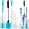 Holikme Tube Straw Brush Cleaning Set, Long Handle Bottle Cleaner for Narrow Neck Beer Bottles, Wine Decanter, Azul